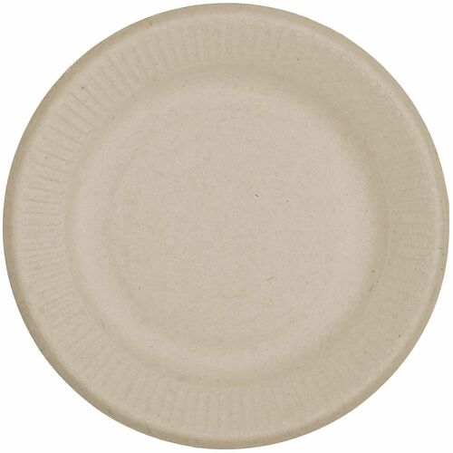 World Centric Compostable Fiber Plate - Food - 6" Diameter - Natural - Bamboo, Fiber Body - 1000 / Carton