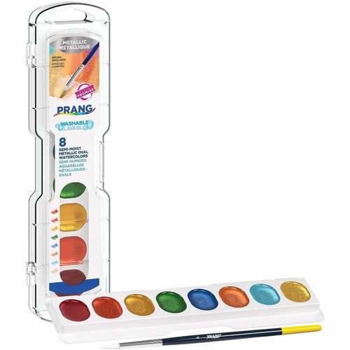 Prang Metallic Washable Watercolors Set - 8 Color(s) - Metallic - Gold, Silver, Copper, Blue, Green, Yellow, Red Orange, Red - Washable - 1 Each