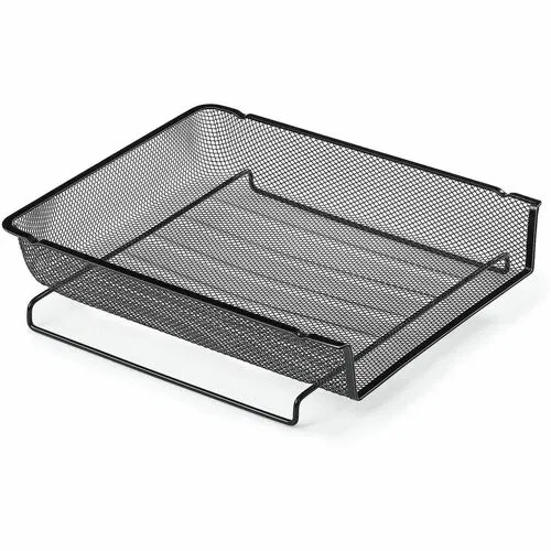 Lorell Mesh Desktop Organizer Tray - Stackable - Stackable, Durable - Black - Mesh, Metal - 4 / Carton