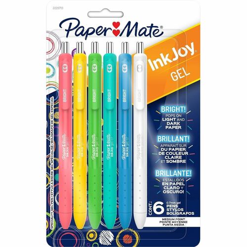 Paper Mate InkJoy Gel Pens - Retractable - Assorted Ink - Gel-based - Writing, Home, Journaling - 6 / Pack