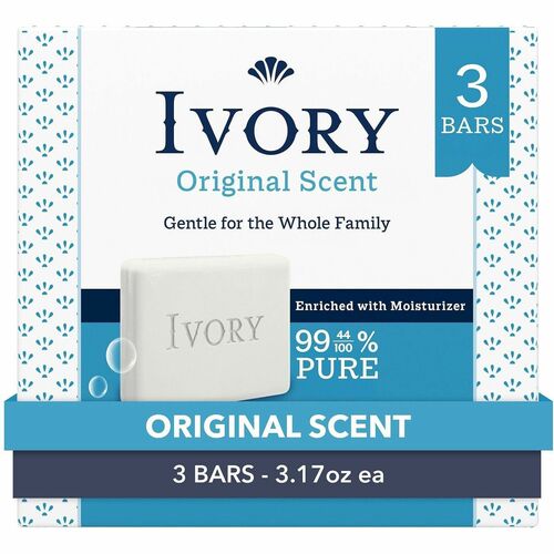 Ivory Bar Soap - Original Scent - 3.17 oz - Dirt Remover - Skin - White - Paraben-free, Phthalate-free, Perfumed - 24 / Carton