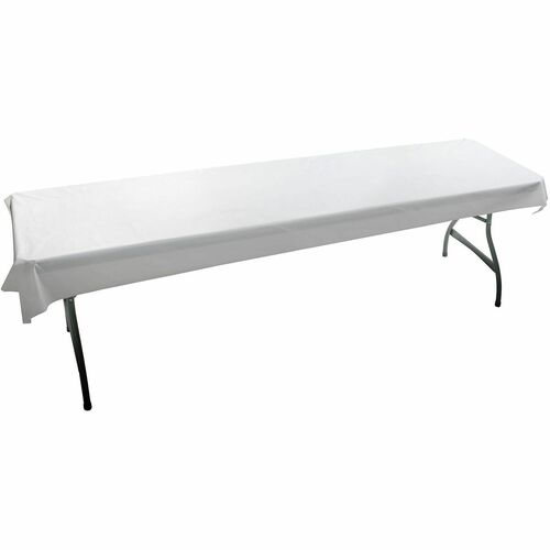Tatco Banquet Table Cover - 100 ft Length x 40" Width - Plastic, Linen - White - 1 Roll
