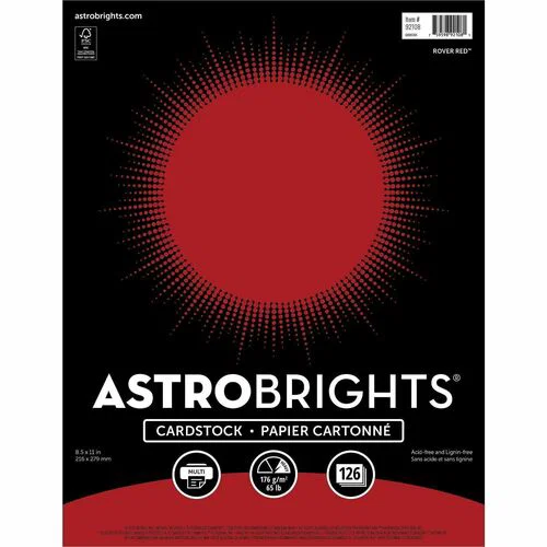 Astro Astrobrights Colored Cardstock - Letter - 8 1/2" x 11" - 65 lb Basis Weight - Acid-free, Lignin-free - Rover Red - 126 / Pack