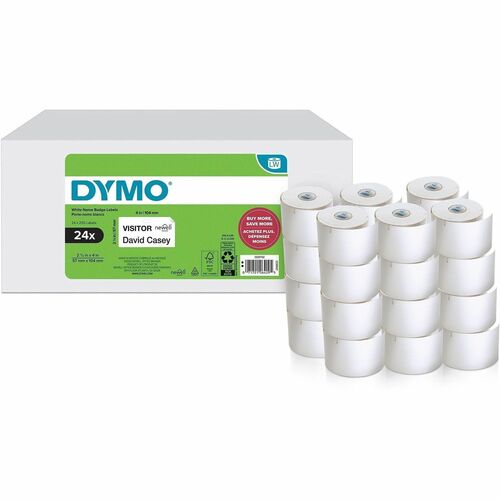 Dymo Multipurpose White Medium Labels - - DiameterRoll - Direct Thermal - White - 250 / Roll - 6000 Total Label(s) - For Label Printer - 24 / Pack
