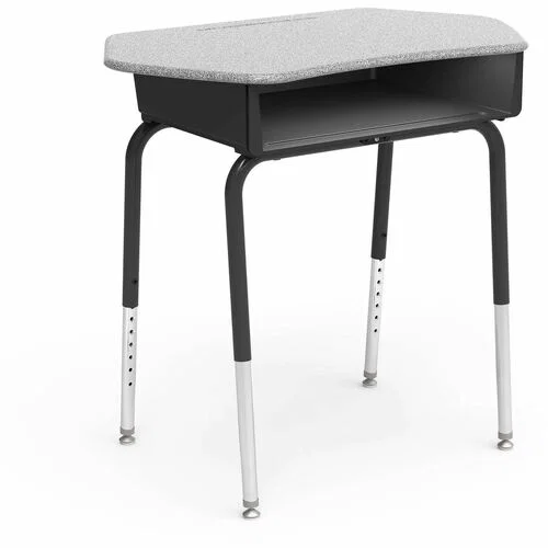 Lorell Open-Front Student Desk - x 33" Width x 20" Depth - Material: Hard Plastic - Finish: Gray Nebula - Durable, Storage Space - For Student, Book, Storage - 2 / Carton
