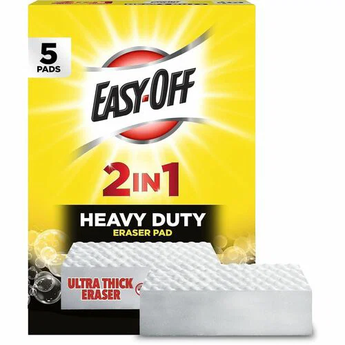 Easy-Off Heavy Duty 2-in-1 Eraser - Foam - Heavy Duty, Abrasive - White - 5 / Pack