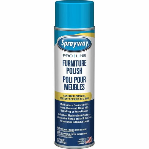 Sprayway Furniture Polish - For Furniture - Foam Spray - 16 oz (1 lb) - Fresh Lemon Scent - Recommended For: Dirt Remover, Dust Remover, Oil Remover, Stain Remover, Smudge Remover - Yellow - 12 / Carton