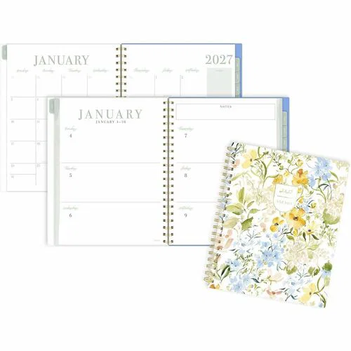 Cambridge Leah Bisch Weekly Monthly Planner - Weekly, Monthly - 12 Month - January 2027 to December 2027 - Letter - 8 1/2" x 11" Sheet Size - Twin Wire - Poly Cover