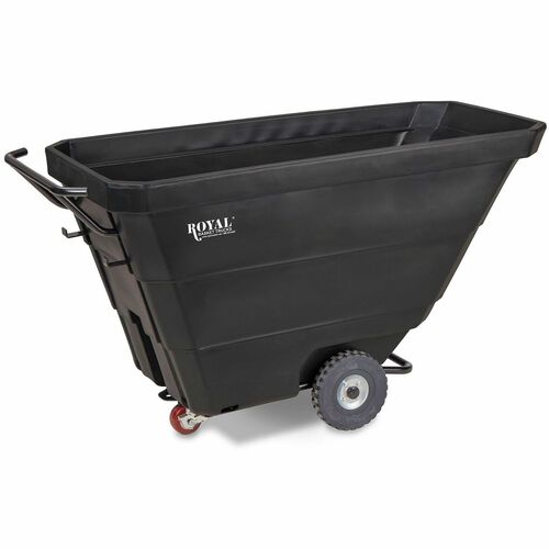 Royal Basket Trucks Tilt Trucks - 100.99 gal Volume Capacity - Polyethylene, Plastic - 68" Length x 29" Width x 30" Depth x 36" Height - Steel Frame - Black - 1 Each