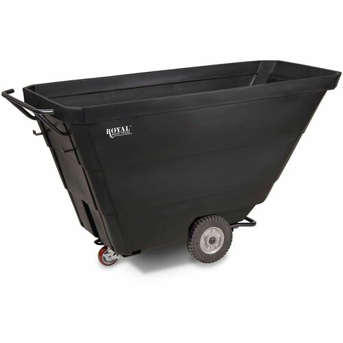 Royal Basket Trucks Tilt Trucks - 201.97 gal Volume Capacity - Polyethylene, Plastic - 78" Length x 33" Width x 37" Depth x 43" Height - Steel Frame - Black - 1 Each