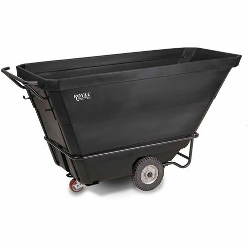 Royal Basket Trucks Tilt Trucks - 201.97 gal Volume Capacity - Polyethylene, Plastic - 78" Length x 33" Width x 37" Depth x 43" Height - Steel Frame - Black - 1 Each