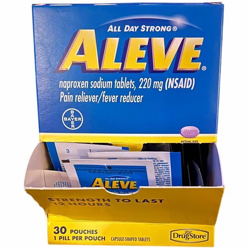 Lil' Drug Store Aleve Tablets Single Dose - For Pain, Arthritis, Body Ache, Headache, Menstrual Cramp, Anti-inflammatory, First Aid