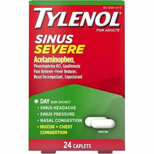 Tylenol Sinus Severe Daytime Caplets - For Sinus Pressure, Chest Congestion, Pain, Fever, Nasal Congestion, Headache, Allergy, Common Cold, Body Ache, Thins Mucus, Flu, ... - 1