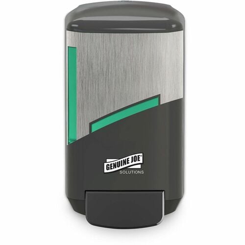 Genuine Joe Solutions Soap Dispenser - Manual - 1.32 quart Capacity - Refill Indicator, Easy to Use, Push Button - Graphite 6 / Carton
