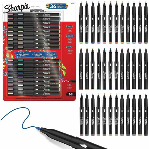 Sharpie Creative Markers - Fine Marker Point - Assorted Ink - Multipurpose - 36 / Pack