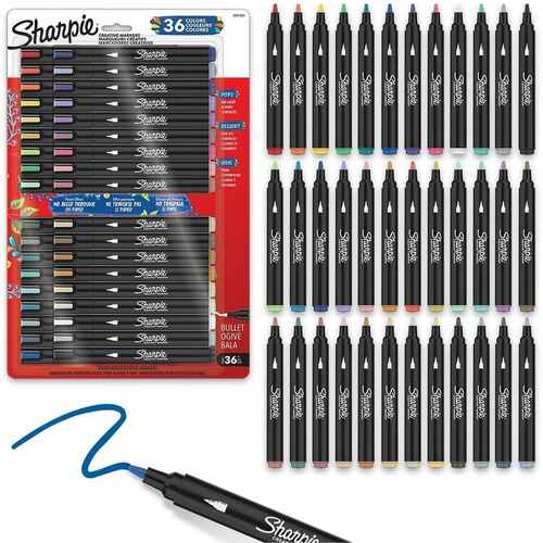 Sharpie Creative Markers - Bullet Marker Point - Assorted Ink - Multipurpose - 36 / Pack