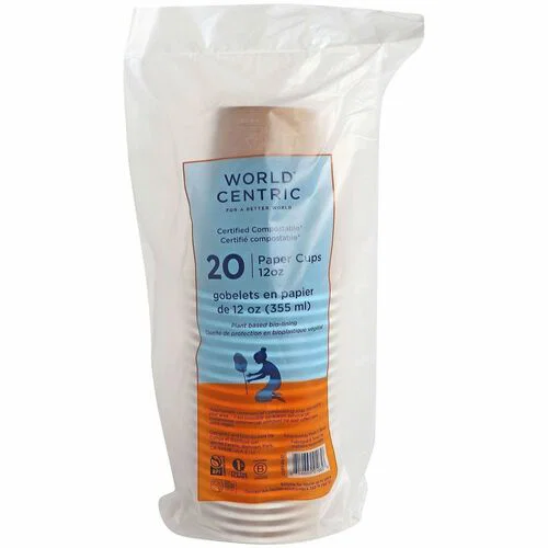 World Centric Cup - 12 fl oz - Beige - Paper, Sugarcane Paper - Hot Drink, Tea, Coffee, Beverage, Cafe, Deli, Restaurant