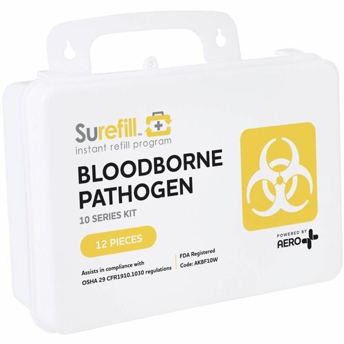 Aero Surefill 10-Series Bloodborne Pathogen Kit - 12 x Piece(s) - 5.5" Height x 3" Width8.5" Length - Plastic Case - White, Yellow, Black - 1 Each