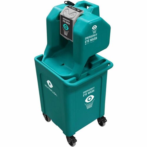 Aero NeutraFlush Gravity-Fed Portable Eyewash Station - 16 gal - 0.25 Hour - 50.5" x 21.3" x 21.3" - Green - Portable, Weather Proof, Locking Wheel, Rugged - 1 Each