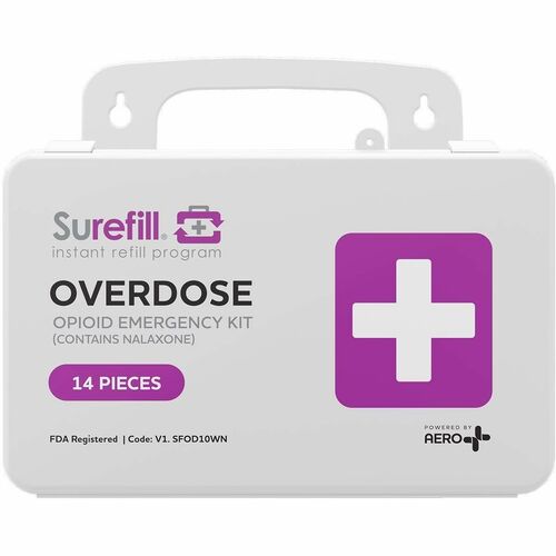 Aero Surefill Opioid Overdose Kit - 14 x Piece(s) - 5.5" Height x 3" Width8.5" Length - Plastic Case - White, Purple, Black - 1 Each
