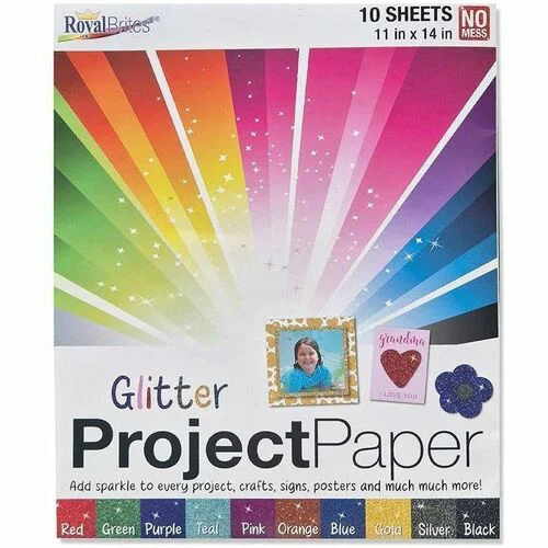 Royal Brites Glitter Project Paper Assortment - Project, Cutting, Shaping, Crafting, ClassRoom Project, Decoration, Card, Student, Scrapbooking, Photo Album, Invitation - 11" x 14" - Assorted - Paper - 10 / Carton