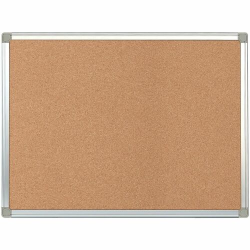 Lorell Aluminum Frame Cork Board - 18" Board Height x 24" Board Width x 0.50" Board Depth - Cork Cork, Fiberboard Surface - Sealed Back, Long Lasting, Warp Resistant, Sturdy, Laminated - Silver Aluminum Frame