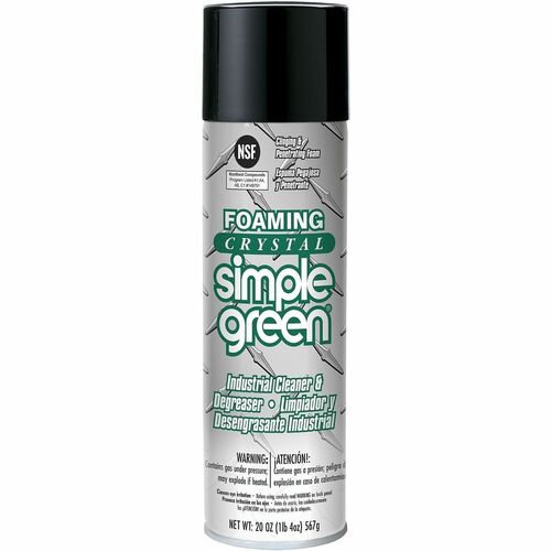 Simple Green Foaming Crystal Industrial Cleaner & Degreaser - For Multi Surface - Ready-To-Use - Foam, Aerosol - 20 fl oz (0.6 quart) - Recommended For: Grease Remover - Scent-free, Non-flammable, Caustic-free, Non-abrasive, Color-free - Colorless