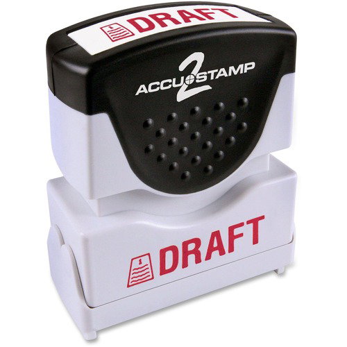 Cosco Pre-Inked Shutter Stamp, Accustamp 2, Draft Message, 0.5" x 1.63" Impression, Red, Re-Inkable, Rubber Handle