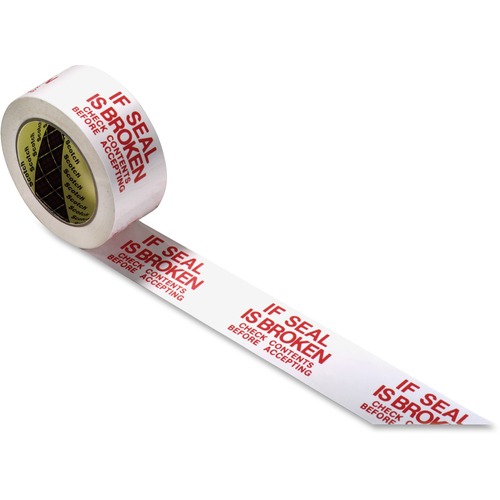 Scotch Security Tape, Preprinted (if Seal is Broken, Check Contents), 1.88" x 109.36 yd, White/Red, Polypropylene Film