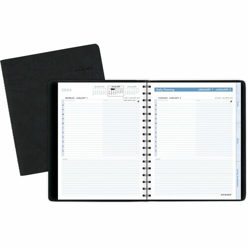 At-A-Glance Action PlannerAppointment Book Planner - Medium - Julian Dates - Daily - 1 Year - January 2026 to December 2026 - 8:00 AM to 6:00 PM - Hourly - 1 Day Single Page Layout - 6 1/2" x 8 3/4" Sheet Size - White Sheet - Wire Bound - Black - Simulate
