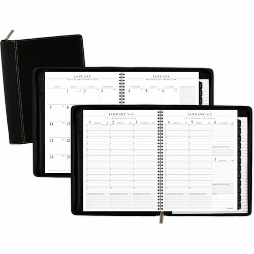 At-A-Glance Executive Appointment Book with Zipper - Large - Julian Dates - Weekly, Monthly - 12 Month - January 2026 to December 2026 - 8:00 AM to 5:45 PM - Quarter-hourly - 1 Week, 1 Month Double Page Layout - 8 1/4" x 11" Sheet Size - White Sheet - Wir