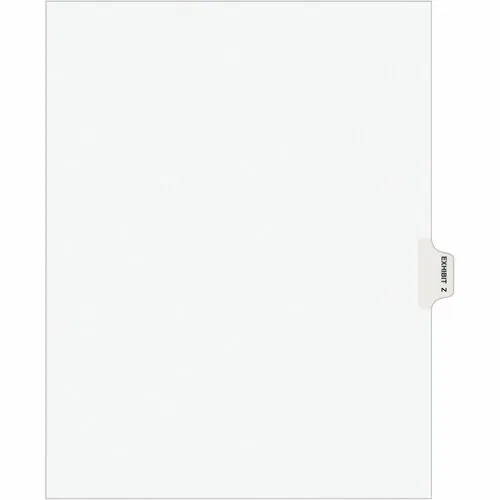 Avery Legal Exhibit Index Dividers, Letter 8.5" x 11", 10 Z-Tab Printed, White Paper, RipProof Reinforced Tabs, Unpunched, 10/Set, 25/PK