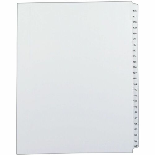 Avery Allstate Style Index Dividers, Letter 8.5" x 11", Side Tabs 176-200, 25/Set, White Paper, RipProof Reinforced, 20% Recycled