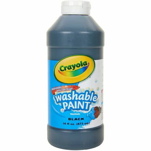 Crayola Washable Paint, 16 oz Squeeze Bottle, Black, Flip-Top, AP Nontoxic