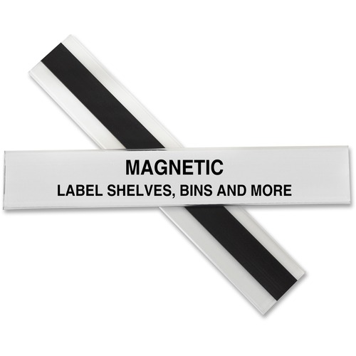 C-Line Magnetic Shelf/Bin Label Holders, 1" x 6", Clear Plastic, Insert Included, for Metal Shelves, Bins, Drawers, File Cabinets, 10/PK