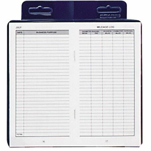 Dome Auto Mileage Log Book, 3.25" x 6.25", Blue Vinyl Cover, 12 Monthly Forms, Undated Calendar, Year-End Summary, Affidavit