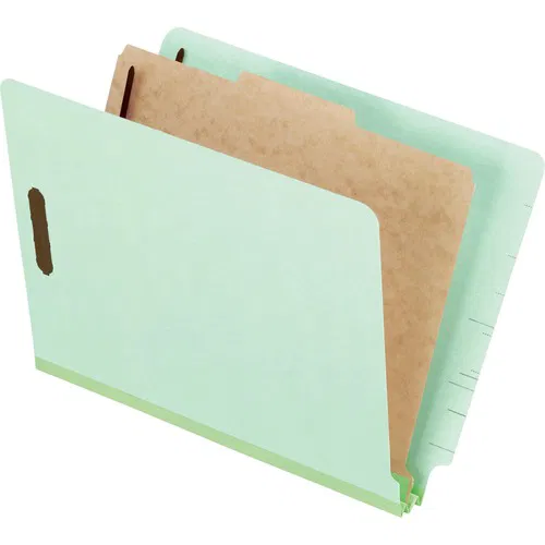 Pendaflex Classification Folder, Letter 8.5" x 11", 2" Expansion, 4 Fasteners, 1 Divider, 25 pt Pressboard, Light Green, 10/Box