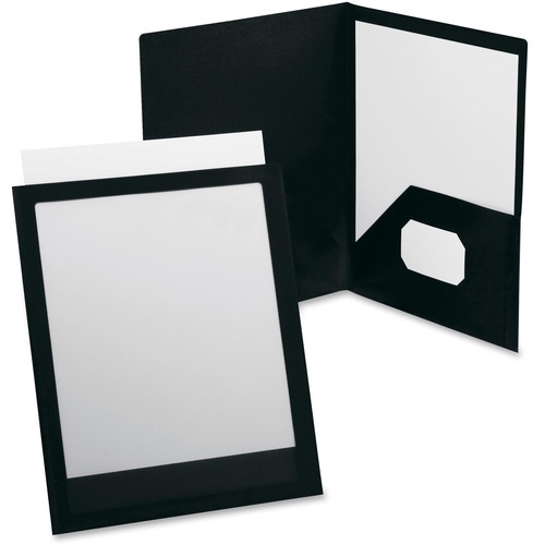 Oxford ViewFolio Letter Pocket Folder - 8 1/2" x 11" , 9 1/2" x 11 5/8" - 100 Sheets Capacity - 2 Pocket(s) - Polypropylene - Black - Wear Resistant, Tear Resistant, Water Proof, Die-cut, Durable - 1 Each