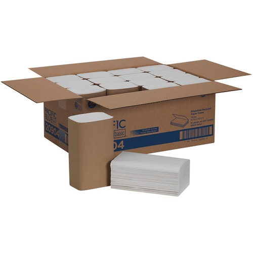 Pacific Blue Basic Paper Towel, Washroom, Acclaim S-Fold, Recycled 40% Post-Consumer, 9.25" x 10.25", White, 250/PK, 16/CT