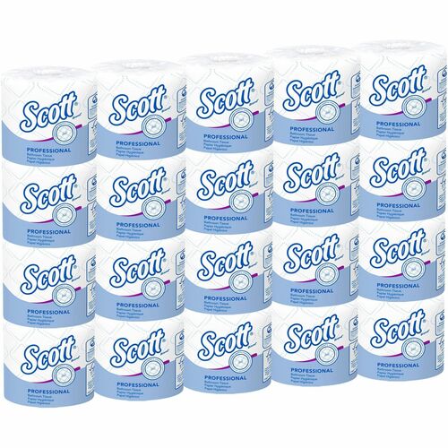 Scott Professional Bathroom Tissue, 550 Sheets/Roll, 2-Ply, 4" x 4" Sheets, 100% Recycled, Individually Wrapped, White, 20/CT