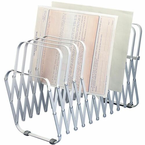 Lee Desktop File Organizer, Expandable Collapsible Collator/Sorter, 24-Slot, 11" W x 10.5" D x 7" H, Aluminum Silver, 22% Recycled