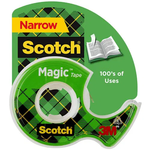 Scotch Invisible Tape, Magic, Matte Finish, 0.5" x 22.22 yd, Clear, Permanent Adhesive, Handheld Dispenser