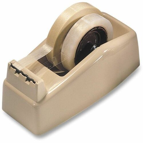Scotch Desktop Tape Dispenser, Heavy-Duty Two-Roll, 3" Core, Holds Two 1" Rolls or Single 2" Roll, Refillable, Beige Plastic