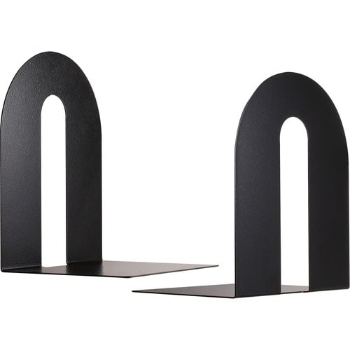 Officemate Heavy-Duty Bookend, Desktop, 10" H, Steel, Black, Non-Skid Base, 2/Pair