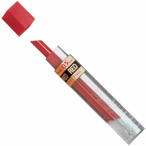 Pentel 5MM Red Lead Refills - 0.5 mm , Fine Point - Red Lead - 12 / Tube