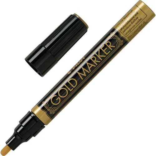 Pilot Permanent Marker, Creative, 1 mm Medium Tip, Gold Ink, Gold-Plated Barrel