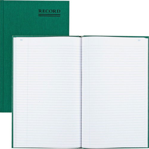 Rediform Accounting Book, Emerald Series, 300 Sheets, 7.25" x 12.25", Green Hardcover, Gummed Binding, Numbered, White Paper, 100% Recycled