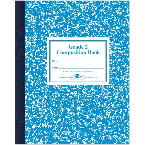 Roaring Spring Notebook, Grade School Skip-Line (Grade Two) Ruling, Flexible Blue Marble Cover, 50 Sheets, 9.75" x 7.75"