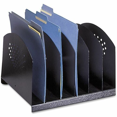 Safco Steel Desk Racks - 6 Compartment(s) - Compartment Size : 2" - 8" Height x 12.12" Width x 11.12" Depth - Desktop - Powder Coated - Black - Steel - 1 Each
