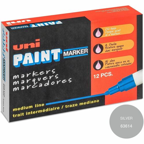 Uni-Ball Paint Marker, Uni Paint, Medium 1.8-2.2mm Bullet Tip, Oil-Based, Metallic Silver
